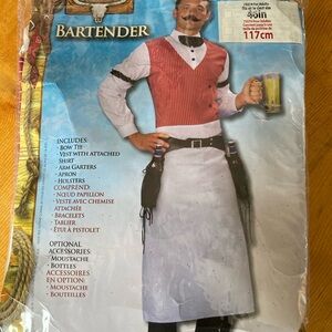 Bartender Adult Costume, Sz-XLg, white/red, Western Saloon Era